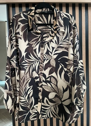 Bruin gemêleerde mooie blouse plussize, merk: MS Mode, staat: Heel goed, maat: 6XL / 52 / 24, € 7,00, € 8,05 inclusief Kopersbescherming