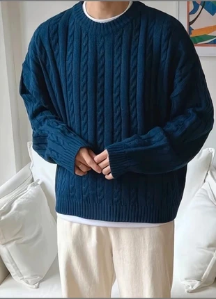 Pull homme OBM col rond, manches longues, coupe ample, côtelé uni automne/hiver, marque: Vintage Dressing, état: Très bon état, taille: M, 40,00 €, 42,70 € Protection acheteurs incluse