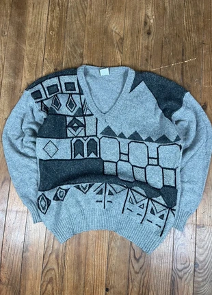 Pull maille vintage laine col V motifs gris L, marque: Vintage Dressing, état: Bon état, taille: L, 10,10 €, 11,31 € Protection acheteurs (Pro) incluse