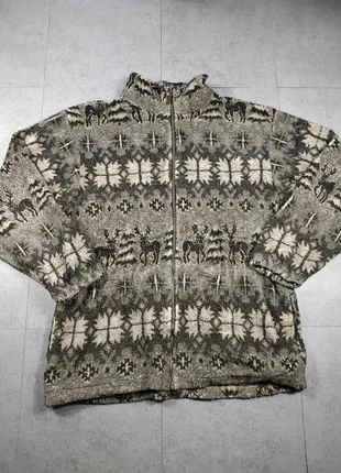 Polaire crazy fleece marron motif Noel hiver full zip col camionneur Taille L #19, merk: Vintage Dressing, staat: Heel goed, maat: L / 40 / 12, € 15,00, € 16,45 inclusief Kopersbescherming