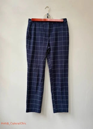 Pantalon Camaïeu femme – bleu marine à carreaux – T.38 slim chic, brand: Camaïeu, condition: Very good, size: M / 38 / 10, €12.00, €13.30 includes Buyer Protection