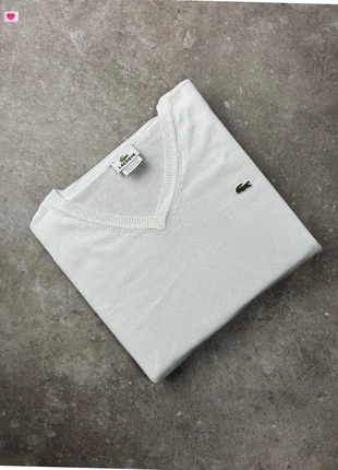 Pull Blanc Lacoste Col V logo brodé original taille S, marca: Lacoste, estado: Muito bom, tamanho: S, €27.00, €29.05 inclui Proteção do Comprador Pro