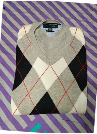 Pull Tommy Hilfiger motif Argyle, losange en Coton Pima - Taille XL, brand: Tommy Hilfiger, condition: Very good, size: XL, €30.49, €32.71 includes Buyer Protection