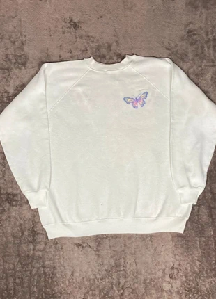 Sweat-shirt Blanc Papillon Vintage Made in USA, brand: Hanes, condition: Satisfactory, size: XL / 42 / 14, €12.00, €13.30 includes Buyer Protection Pro