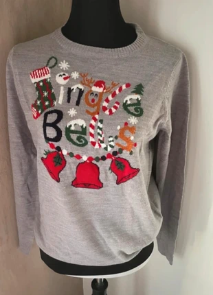 Christmas jumper grey S embroidered festive reindeer bells, marque: Noël, état: Très bon état, taille: S / 36 / 8, 15,95 €, 17,45 € Protection acheteurs (Pro) incluse