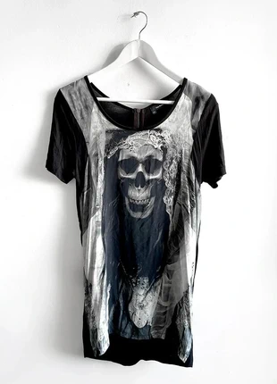 T-shirt The Kooples noir imprimé tête de mort en dentelle – rock chic, taille M, brand: The Kooples, condition: Very good, size: M / 38 / 10, €45.00, €47.95 includes Buyer Protection