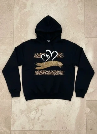 Sweat à Capuche Noir Imprimé Cœurs & Léopard Pailleté -, marke: Vintage Dressing, zustand: Sehr gut, größe: S / 36 / 8, 40,90 €, 43,65 € inklusive Vinted-Käuferschutz