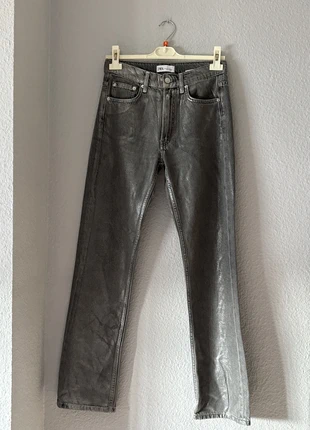 Pantalón gris metalizado, marque: Zara, état: Neuf sans étiquette, taille: XS / 34 / 6, 6,00 €, 7,00 € Protection acheteurs incluse