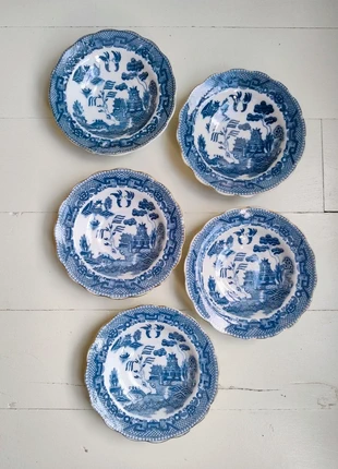 Prachtig! Set 5x bordje schaaltje Japan Blue Willow pattern, merk: JAPAN, staat: Heel goed, € 14,50, € 15,93 inclusief Kopersbescherming Pro