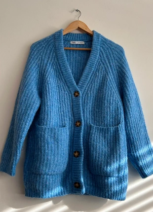 Blauw Oversized Cardigan Dames Grof Gebreid Vest | Zara | maat s, merk: Zara, staat: Nieuw zonder prijskaartje, maat: S / 36 / 8, € 16,95, € 18,50 inclusief Kopersbescherming