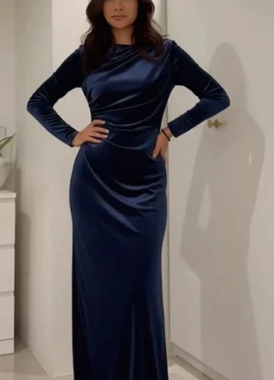 Robe longue bleu nuit en velours, élégante, manches longues et silhouette fluide. taille M, brand: shawly, condition: Very good, size: M / 38 / 10, €59.00, €62.65 includes Buyer Protection