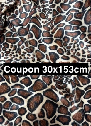 Coupon tissu fausse fourrure légère et ras à poils courts imprimée marron beige noir 30cmx153cm, marque: Fourrure, état: Très bon état, 9,00 €, 10,15 € Protection acheteurs (Pro) incluse