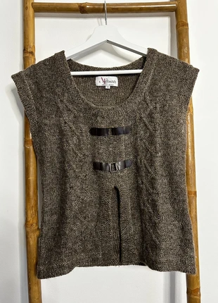 Pull Armand Thiery – Style intemporel, maille épaisse beige & brun avec détails cuir, marque: Armand Thiery, état: Très bon état, taille: M / 38 / 10, 25,00 €, 26,95 € Protection acheteurs incluse