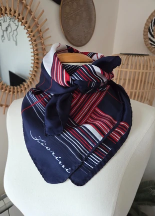 Fiorini 🧣 Joli Foulard Carré bleu marine vintage motifs 70's rouge et blanc 78x78 cm, merk: FIORINI, staat: Goed, € 5,00, € 5,95 inclusief Kopersbescherming Pro
