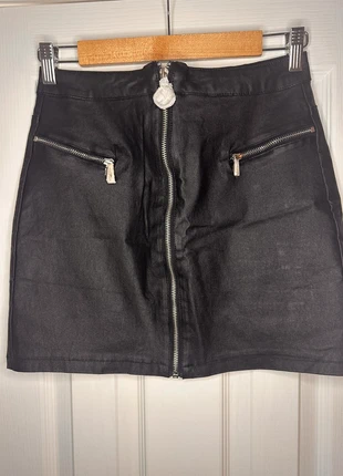 Quiz black faux leather, full front zip down mini skint. Size 8, brand: Quiz, condition: New with tags, size: S / UK 8-10, £6.00, £7.00 includes Buyer Protection