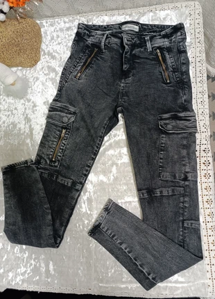 👖💸 Calças Zara Ganga Cinza Bolsos Lado Tamanho XS Em Bom Estado, brand: Zara, condizioni: Buone, taglia: XS / IT 38 / EU 34, €2.50, €3.33 include la Protezione acquisti