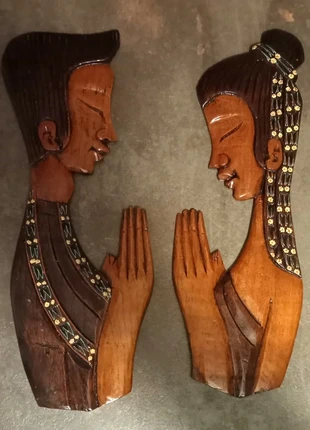 2 figurines en bois, marque: pas de marque, état: Neuf sans étiquette, 10,00 €, 11,20 € Protection acheteurs incluse