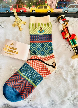 Chaussettes Vivienne Westwood multicolores à motifs graphiques – 100 % coton, édition japonaise 🗾🎨, marque: Vivienne Westwood, état: Très bon état, taille: Taille unique, 12,00 €, 13,30 € Protection acheteurs (Pro) incluse