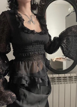 Handmade gothic lace & chiffon blouse, marca: Gotha, estado: Nuevo con etiquetas, tamaño: S / 36 / 8, 36,00 €, 38,50 € Protección al comprador incluida