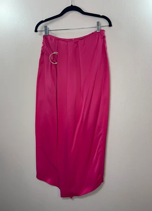 Karen Millen Hot Pink Satin Crepe Wrap Midi Skirt Gold Ring UK 8 NWT, brand: Karen Millen, condition: New with tags, size: S / UK 8-10, £20.00, £21.70 includes Buyer Protection