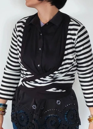 cache cœur sonia rykiel rayé noir blanc coton m / sonia rykiel striped cotton wrap top, marke: Sonia Rykiel, zustand: Sehr gut, größe: M / 38 / 10, 20,00 €, 21,70 € inklusive Vinted-Käuferschutz