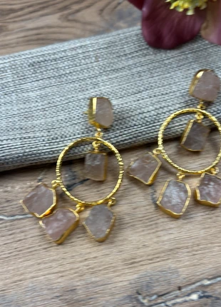 Superbe boucles d’oreilles créoles quartz brut, état: Très bon état, 15,00 €, 16,45 € Protection acheteurs (Pro) incluse