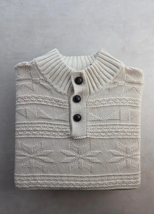 chaps pull à motifs nordiques col boutonné crème l coton y2k homme, brand: CHAPS, condition: Very good, size: L, €15.00, €16.45 includes Buyer Protection