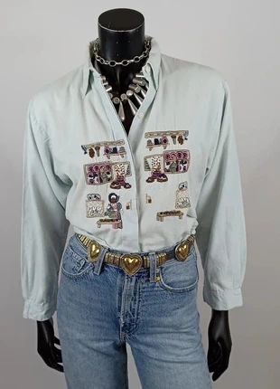 Vintage cotton embroidered button shirt EU38/M SHR7, marque: Vintage Dressing, état: Très bon état, taille: M / 38 / 10, 20,00 €, 21,70 € Protection acheteurs incluse