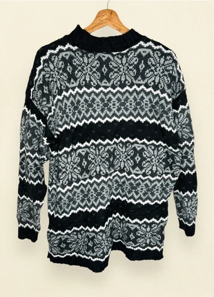 Pull jacquard vintage noir/gris motif nordique taille L unisexe, marca: Vintage Dressing, estado: Muy bueno, tamaño: L / 40 / 12, 15,00 €, 16,45 € Protección al comprador Pro incluida