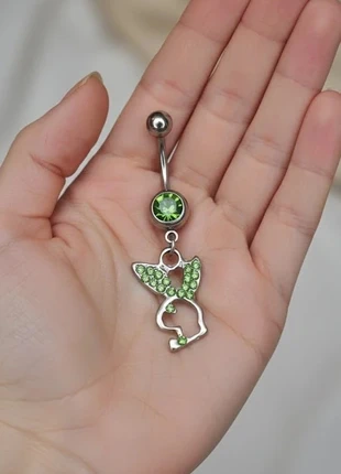 Piercing nombril pendant lapin playboy strass vert acier chirurgical y2k, brand: Playboy, condition: New with tags, €6.97, €8.02 includes Buyer Protection Pro