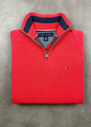Pull Tommy Hilfiger Half zip 1/4 zip col camionneur Rouge logo brodé Taille S #B001 - 219, marca: Tommy Hilfiger, estado: Muito bom, tamanho: S, €22.00, €23.80 inclui Proteção do Comprador