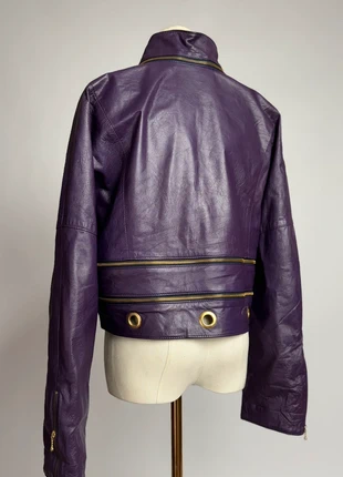 Veste biker vintage années 80 en cuir véritable violet, brand: Vintage Dressing, condition: Very good, size: M / 38 / 10, €50.00, €53.20 includes Buyer Protection