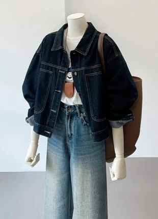 Veste en jean oversize femme M – jacket denim dark blue, veste large vintage Y2K, marca: Tendance, estado: Muito bom, tamanho: M / 38 / 10, €45.00, €47.95 inclui Proteção do Comprador Pro