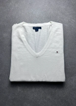 Pull Tommy Hilfiger | Blanc | Col V | Logo brodé | Taille M, marque: Tommy Hilfiger, état: Très bon état, taille: M / 38 / 10, 24,90 €, 26,85 € Protection acheteurs incluse