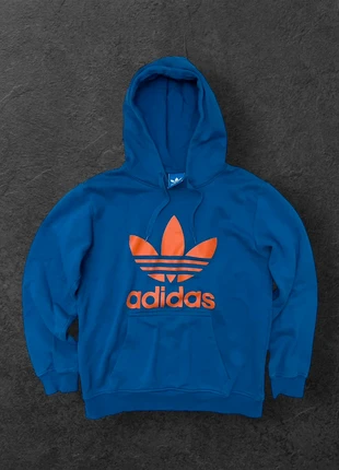 Felpa Adidas Originals Blu con Logo Trefoil Arancione - Taglia S - Unisex con Cappuccio, marca: adidas, estado: Muito bom, tamanho: S, €19.99, €21.69 inclui Proteção do Comprador