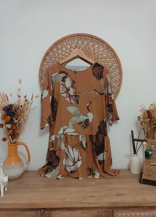 Vestido de la marca Miss Cute, con estampado oriental de grullas y flores d, marque: Miss Cute, état: Très bon état, taille: M / 38 / 10, 10,00 €, 11,20 € Protection acheteurs incluse