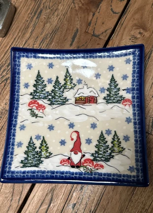 Bolesławiec Kalich! Unikat! Masywny talerz 18x18, merk: BOLESLAWIEC, staat: Nieuw zonder prijskaartje, € 19,90, € 21,60 inclusief Kopersbescherming