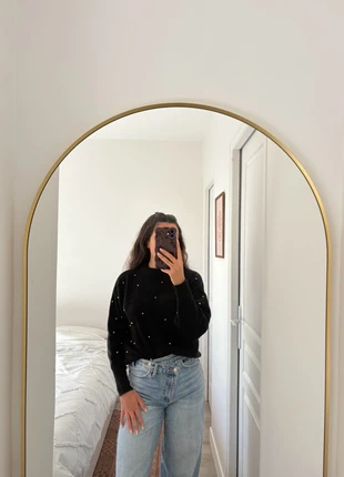 Pull noir avec strass H&M, brand: H&M, condition: Very good, size: XS / 34 / 6, €6.00, €7.00 includes Buyer Protection