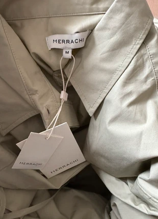 Merrachi 100% katoenen poplin blousejurk, moss gray, lichgroen sage, merk: Merrachi, staat: Nieuw met prijskaartje, maat: M / 38 / 10, € 60,00, € 63,70 inclusief Kopersbescherming