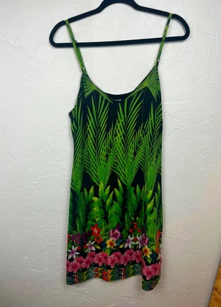 Robe à bretelles verte Desigual motif jungle – Taille XL, condition: Very good, size: XL / 42 / 14, €9.20, €10.36 includes Buyer Protection