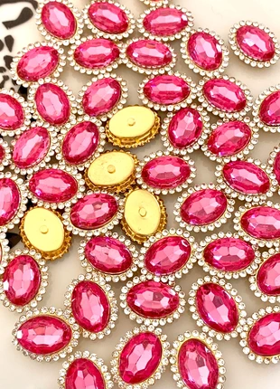 Lot de 50 strass à coudre en acrylique rose pour couture ou création de bijoux 18 x 14 mm, état: Très bon état, 6,00 €, 7,00 € Protection acheteurs (Pro) incluse