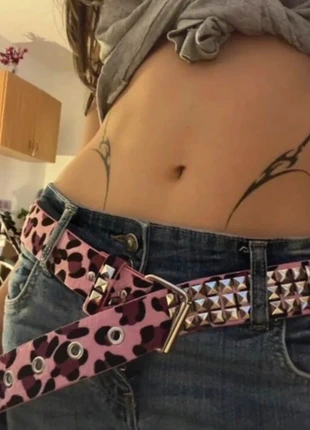 y2k leopard zebra pink print punk rivet metal buckle belt gothic streetwear, marque: Punk, état: Neuf sans étiquette, taille: 110 cm, 14,00 €, 15,40 € Protection acheteurs incluse