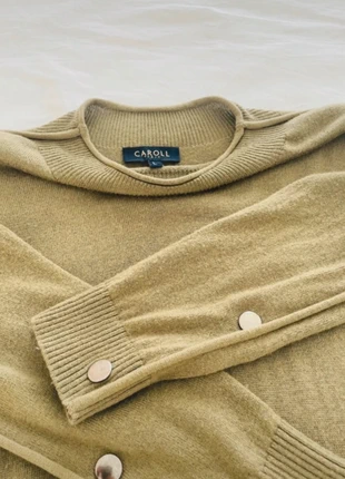 Pull kaki avec laine et boutons sur les manches en coton Caroll - Taille L, brand: Caroll, condition: Very good, size: L / 40 / 12, €25.00, €26.95 includes Buyer Protection