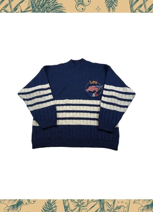 Vintage Lee USA Flag Wool Blend Sweater – Navy Blue Striped Knit XL, marque: Lee, état: Très bon état, taille: XL, 39,00 €, 41,65 € Protection acheteurs (Pro) incluse