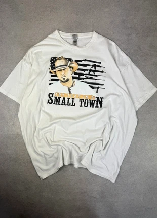 T-shirt blanc Gildan Small Town USA imprimé cowboy – Taille 2XL | 374, marque: Gildan, état: Très bon état, taille: XXL, 9,00 €, 10,15 € Protection acheteurs incluse