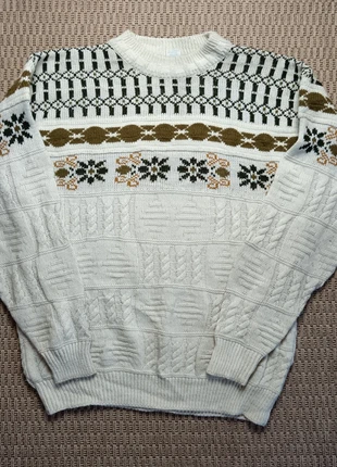 Pull Vintage à motif géométrique - Taille L - blanc beige et marron, marque: Vintage Dressing, état: Très bon état, taille: M / 38 / 10, 20,00 €, 21,70 € Protection acheteurs incluse