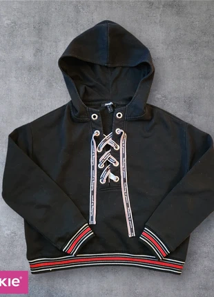 Sweat à Capuche noir pimkie avec cordon rouge et blanc, marque: Pimkie, état: Très bon état, taille: L / 40 / 12, 14,00 €, 15,40 € Protection acheteurs incluse