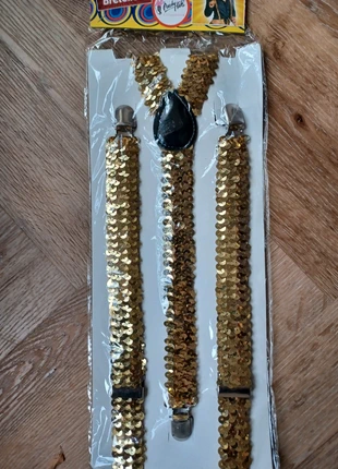 Gouden pailletten bretels, staat: Nieuw met prijskaartje, € 5,00, € 5,95 inclusief Kopersbescherming