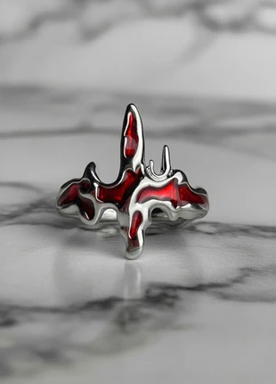 Bague Chrome Red Goth x Punk en acier inoxydable réglable, marque: CHROME, état: Très bon état, taille: Ajustable, 9,00 €, 10,15 € Protection acheteurs incluse