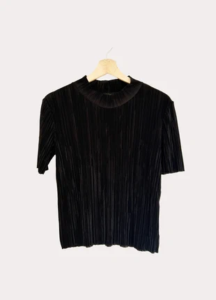 Top plissé noir Zara – effet satiné, chic & intemporel (Taille S), merk: Zara, staat: Heel goed, maat: S / 36 / 8, € 5,00, € 5,95 inclusief Kopersbescherming Pro